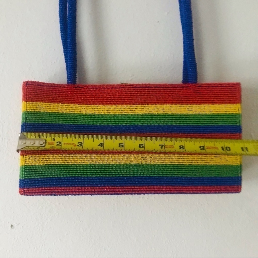 Vintage rainbow pride beaded y2k 90’s Lynne Jerome structured Tommy purse - Picture 4 of 8